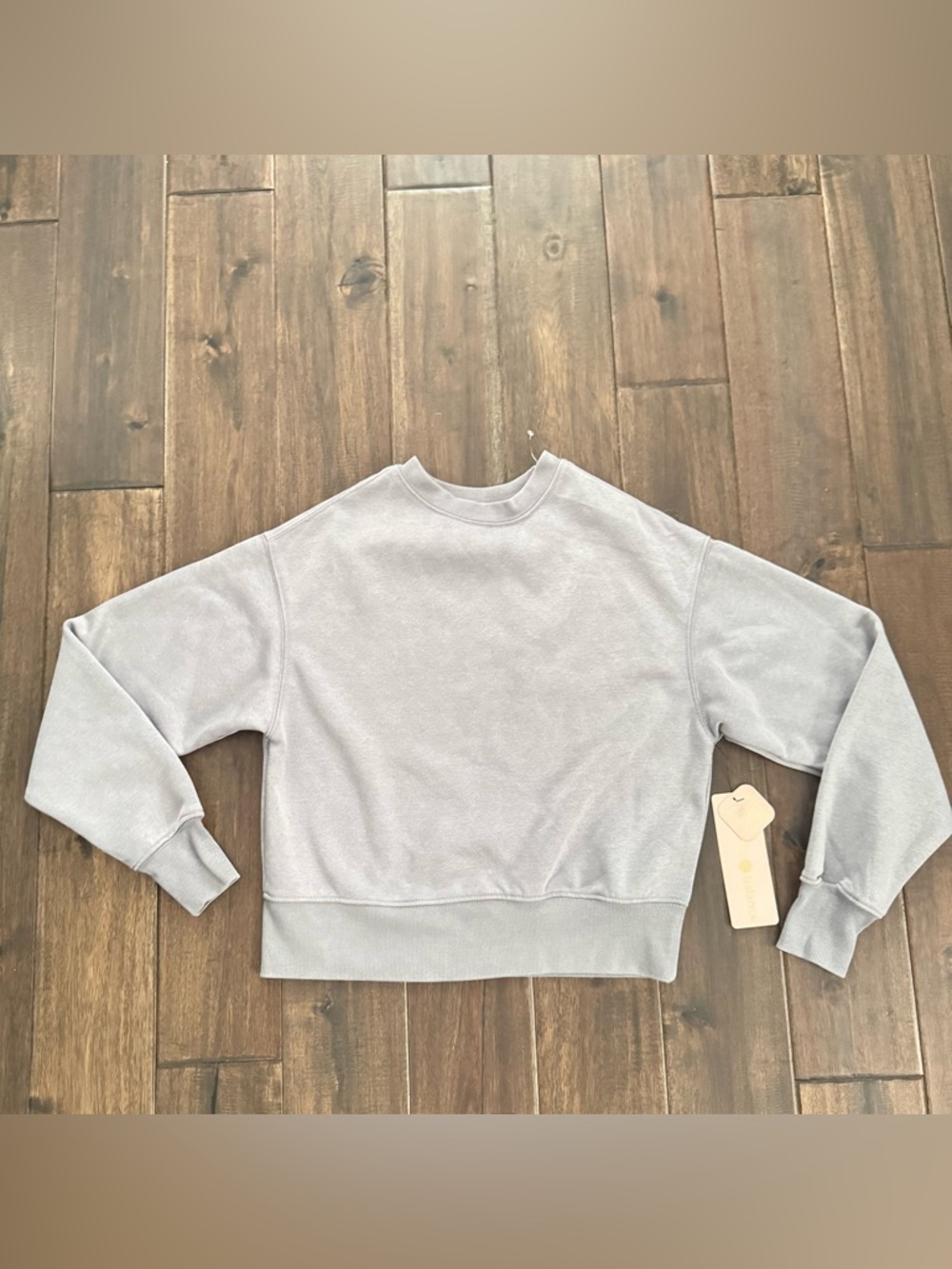 Harmony Balance Gray Crewneck Soft Cropped Pullover Sweatshirt XS NWT